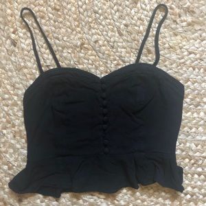 Black Strappy Button Down Crop Top